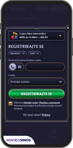 proces registracije lolajack