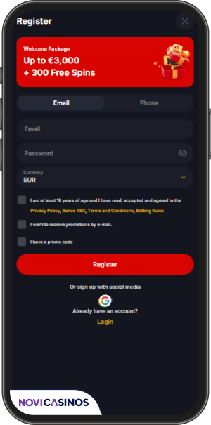 proces registracije yep casino